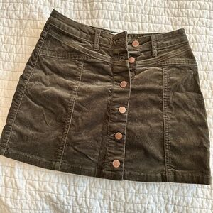 F21 corduroy button miniskirt (olive)